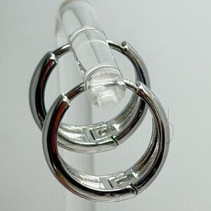 925 Sterling Silver stamped,   Hoop Huggie Earrings - Silver